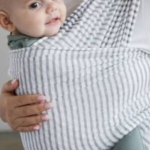 Gently used Solly Baby Gray and White Striped Wrap